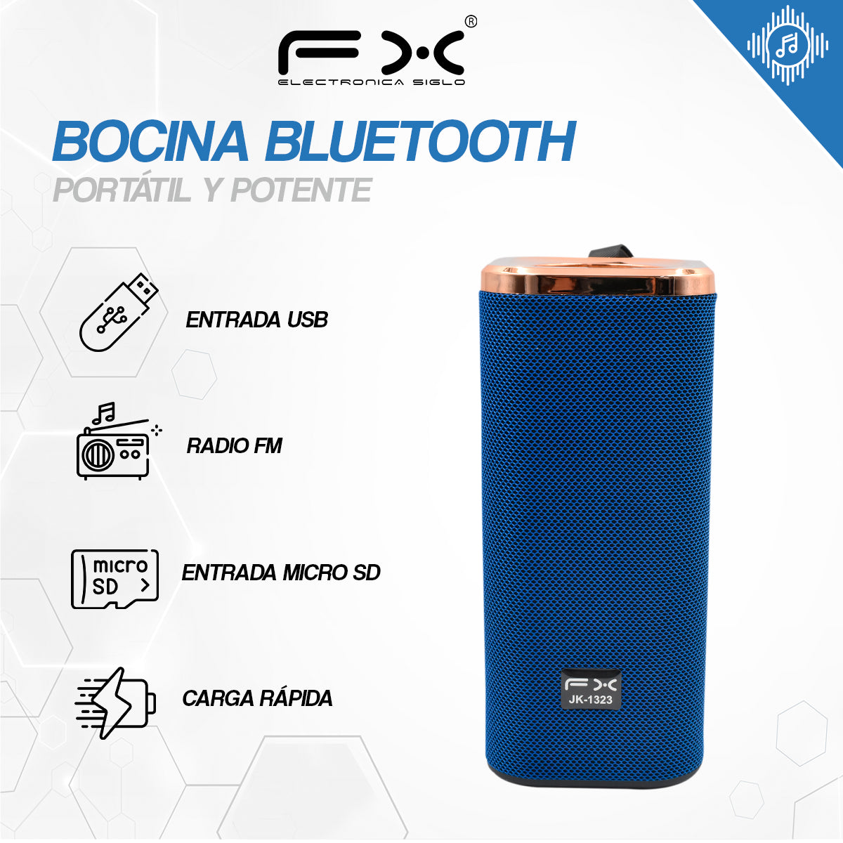 Bocina Bluetooth Portatil Impermeable Recargable Pequeña BS-FX1323