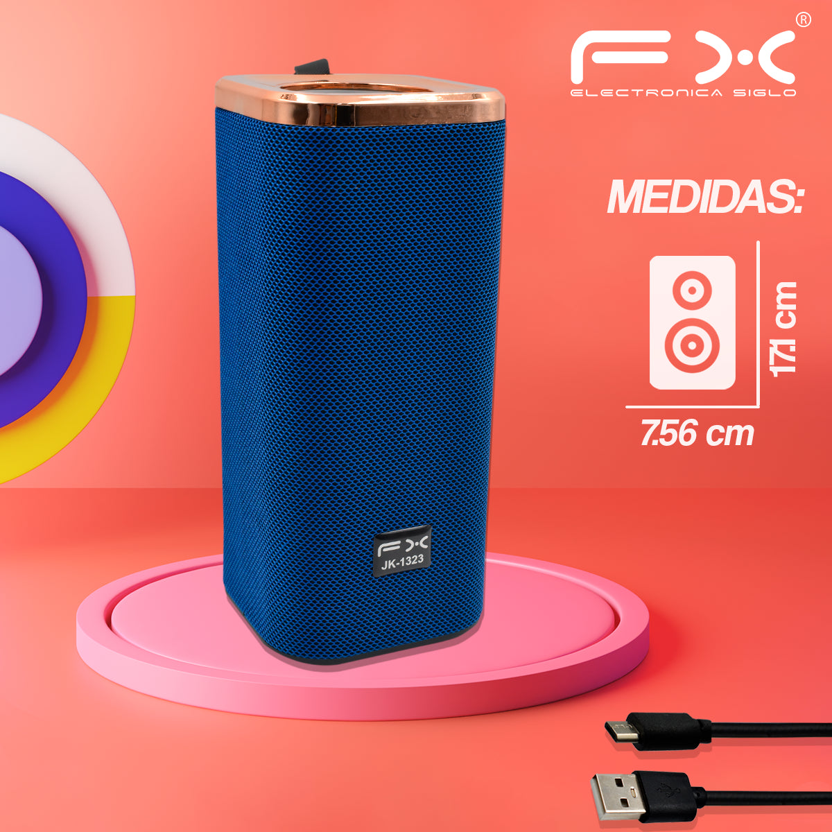 Bocina Bluetooth Portatil Impermeable Recargable Pequeña BS-FX1323