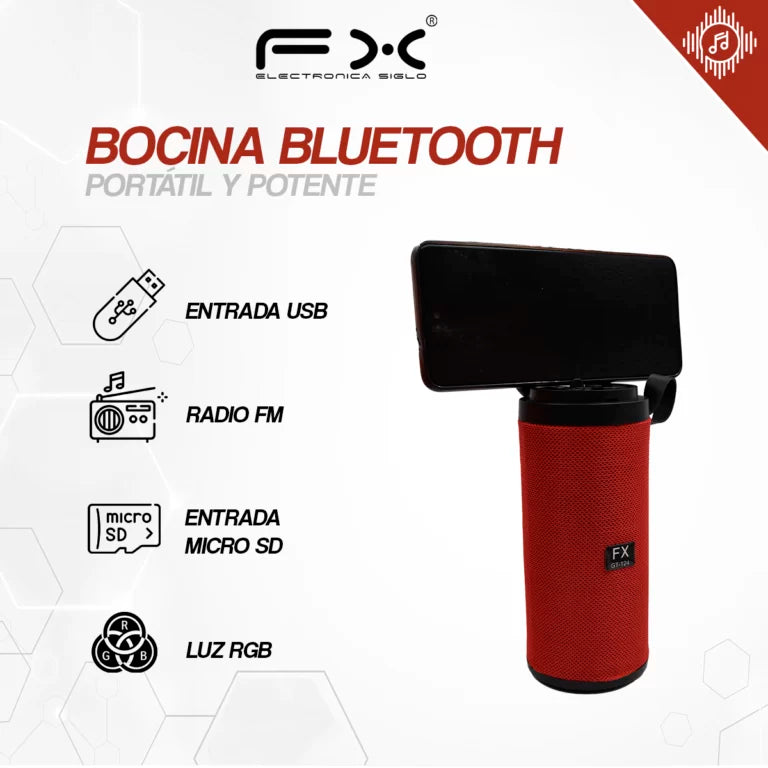 Mini Bocina Speaker Bluetooh cilíndrica con correa y entrada puerto usb-tf/ bs-fx1102