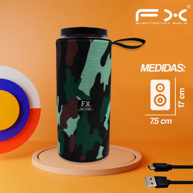 Mini Bocina Speaker Bluetooh cilíndrica con correa y entrada puerto usb-tf/ bs-fx1102