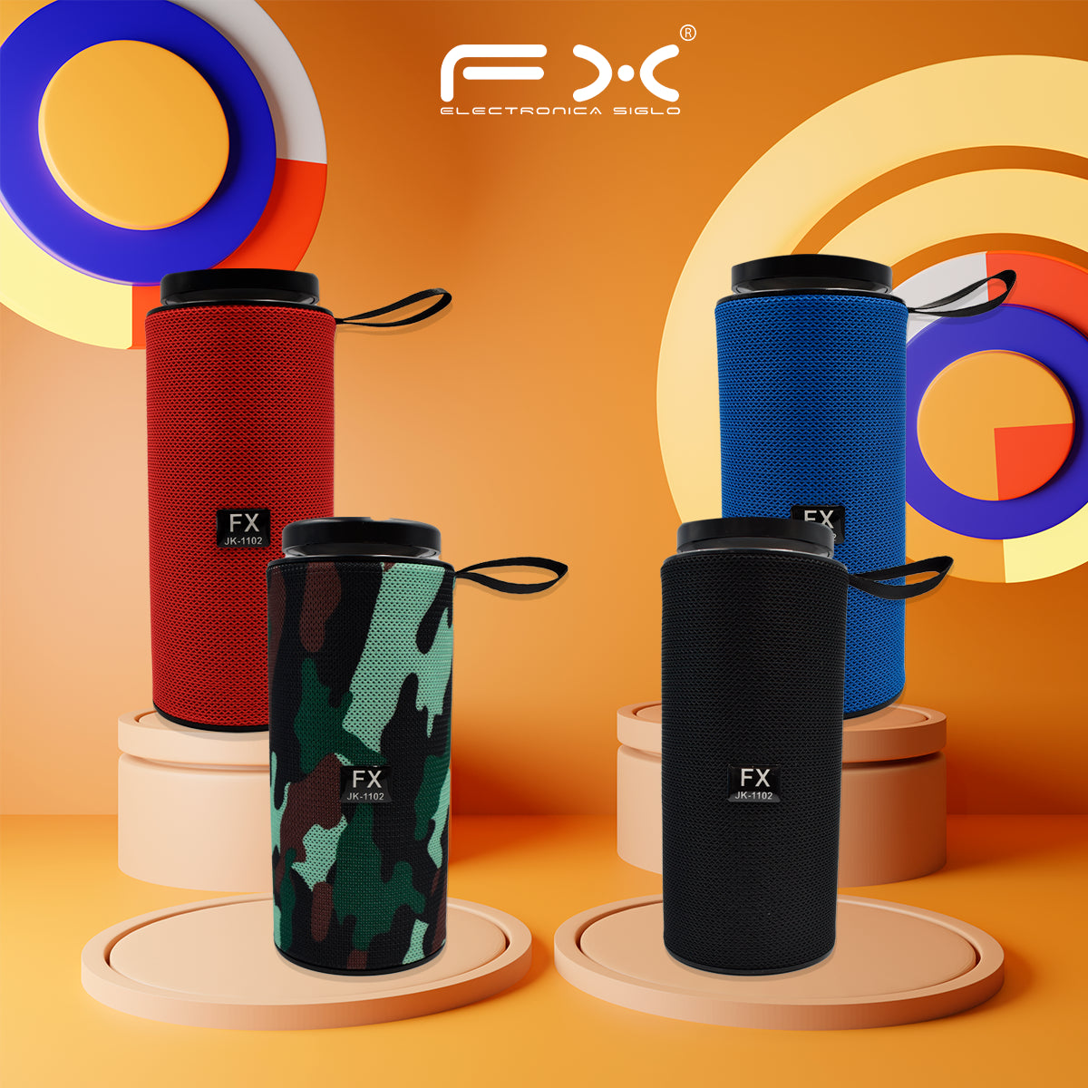 Mini Bocina Speaker Bluetooh cilíndrica con correa y entrada puerto usb-tf/ bs-fx1102